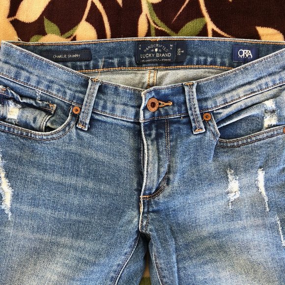 Lucky Brand Charlie Skinny Distressed Jeans - Picture 4 of 10